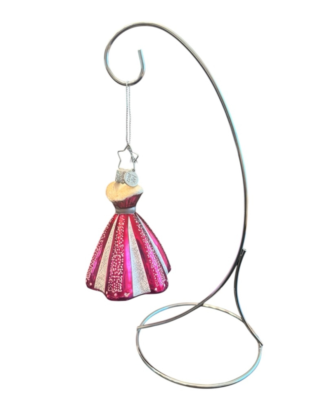 Mary Kay Glass Ornament Dress Holiday Dress Red White 2012 Christmas Tree